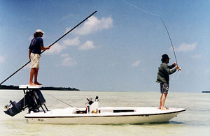 Flats fishing skiff